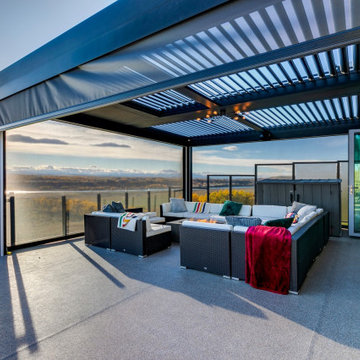 Bearspaw Upper Deck StruXure Pergola with Vanishing TV