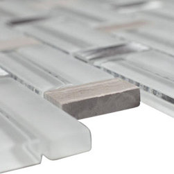Glossy White & Beige Marble & Silver Aluminum Authentic Glass Mosaic Tiles Colle - Home Accessories & Decor