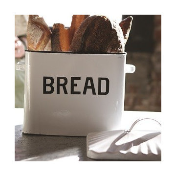 Enamel Bread Box - White