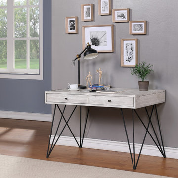 Draven Solid Wood and Iron Base 2 Drawer Writing Desk