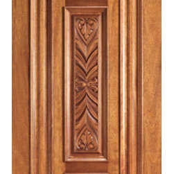 Exterior Mahogany Wood Carved 7 Panel Traditional Single Door - Front Doors