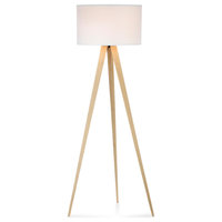 Maya Tripod Floor Lamp, White and Light Oak