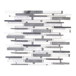 Grey and White Matte Random Brick Pattern Marble Stone Tiles Collection - Home Accessories & Decor