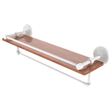 Monte Carlo 22" Wood Shelf with Gallery Rail and Towel Bar, Matte White