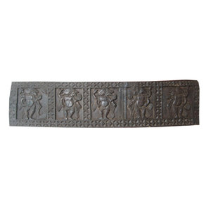 Mogul inteior - Consigned Indian Vastu Decor Headboard Five Nritya Ganesha Carved Wall Panel - Headboards