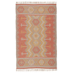 Jaipur Living - Jaipur Living Emmett Indoor/Outdoor Geometric Orange/Beige Area Rug, 5'x8' - A modern twist on traditional Southwestern style, this flatweave area rug showcases an on-trend geometric design. A gold, orange, and gray palette enlivens the classic kilim patterning of this vibrant polyester accent. Durable and weather resistant, this indoor or outdoor rug complements contemporary patios and chic living spaces alike.