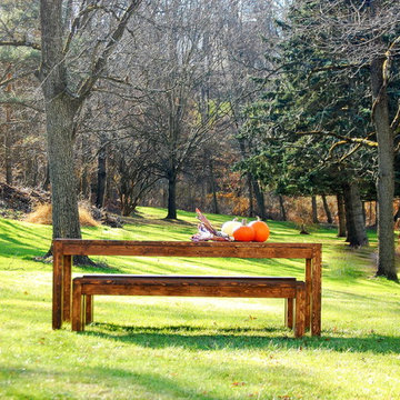 Modern Rustic Farmhouse Dining Room Table and Bench Set