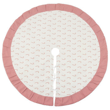 Candy Cane Design Round Tree Skirt, 56"x56", Red