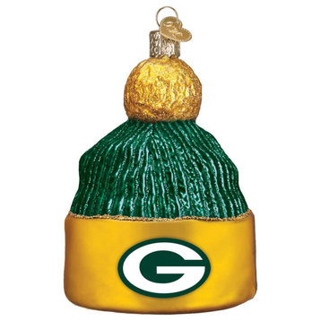 Old World Christmas Green Bay Packers Beanie Glass Blown Ornament