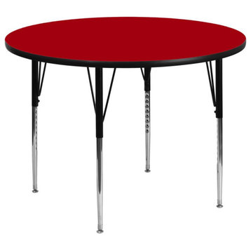 48" Round Red Thermal Laminate Activity Table, Standard Height Adjustable Legs