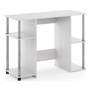 Furinno 15112 JAYA Compact Computer Study Desk, White Oak, Stainless ...