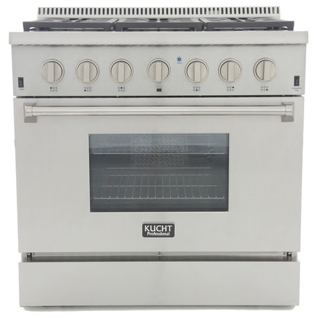 KUCHT Pro Style 36" Dual-Fuel Range, Classic Silver, Propane Gas