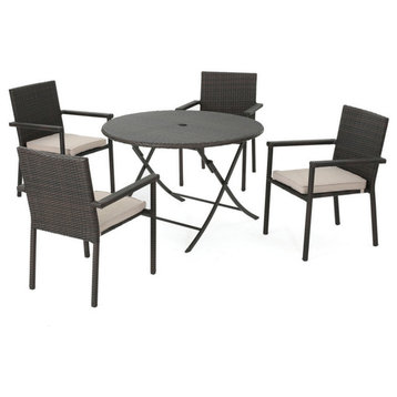 GDF Studio 5-Piece Adelante Outdoor Multi-Wicker Dining Set With Foldable Table