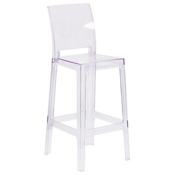 Flash Furniture 30" Square Back Ghost Bar Stool in Transparent Crystal