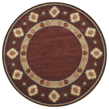 Alora Decor Ryder 8' Round Tribal Burgundy/Tan/Rust/Navy/Sage Area Rug