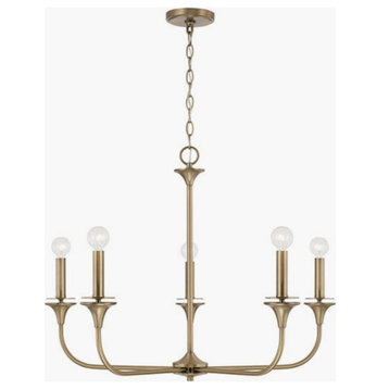 Capital Lighting 448951 Presley 5 Light 31"W Candle Style - Aged Brass