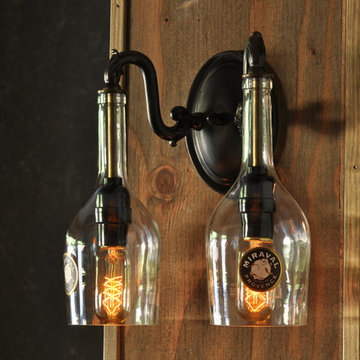 The French Quarter Double Wall Sconce – Rustic Recycled Bottle Wall Light Fixtur