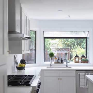 White Shaker Cabinets with Grey Shaker Island