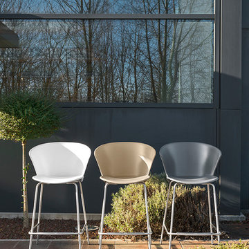 Bahia Stool Satin Finished Steel Metal Frame Polypropylene Seat