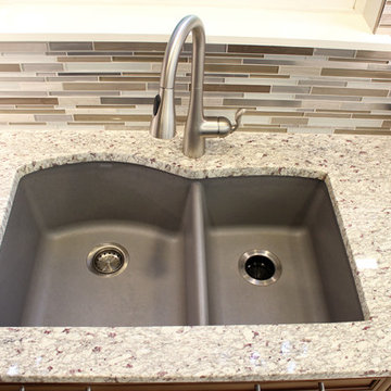 Waypoint Cherry Chocolate Cabinets and Giallo Ornamental Granite Countertops