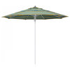 11' Patio Umbrella Silver Pole Fiberglass Rib Pulley Lift Sunbrella, Astoria Lagoon