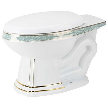 Elongated Toilet Rear Entry Bowl White/Gold/Blue Sheffield Toilet Part