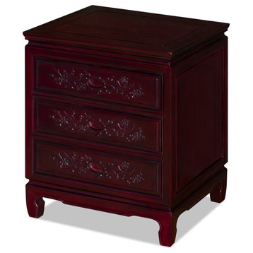 Rosewood Flower and Birds Motif Night Stand