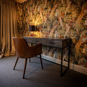 Cosy Home Office with Statement Mulberry Wallpaper