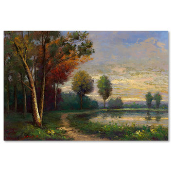 Daniel Moises 'Landscape with a Lake' Canvas Art, 12"x19"