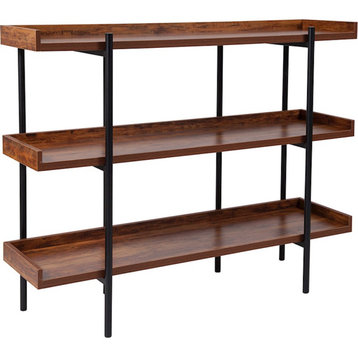 Flash Furniture Mayfair 3 Shelf 35"H Storage Bookcase, Black - JN-2542B3-GG