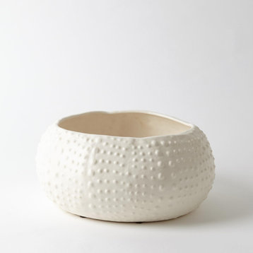 Ceramic Urchin Bowl, Matte White, Medium