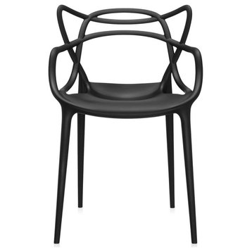 Masters Entangled Chair, Modern, Stackable, Set of 4, Black