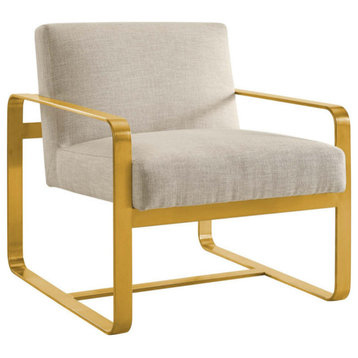 Ophelia Beige Upholstered Fabric Armchair