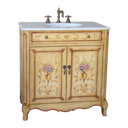 Adelina 33 inch Antique Hand Painted Bathroom Vanity - Bathroom Vanities And Sink Consoles