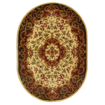 Safavieh Classic Collection CL234 Rug, Ivory/Green, 4'6"x6'6" Oval