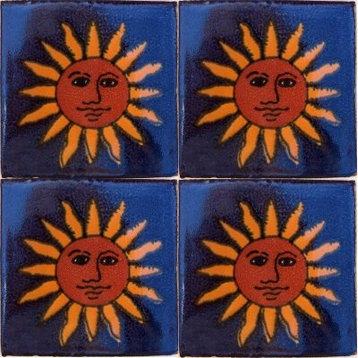 4.2x4.2 9 pcs Red Sun Talavera Mexican Tile