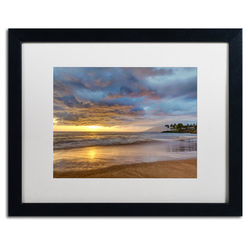 Pierre Leclerc 'Secret Beach Sunset' Matted Art, Black Frame, White, 20x16