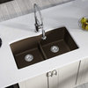 812 Low-Divide Double Bowl Kitchen Sink, Mocha, Basket Strainers