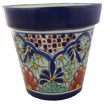 Mexican Ceramic Flower Pot Planter Folk Art Pottery Handmade Talavera 20