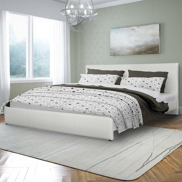 Fairfield White Bonded Leather King Bed