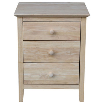 Solid Wood Nightstand With 3 Drawers