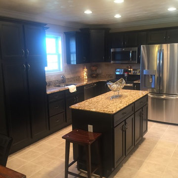 cabinet refacing--espresso before and after