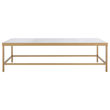 Safavieh Couture Caralyn Rectangle Marble Coffee Table White/Brass
