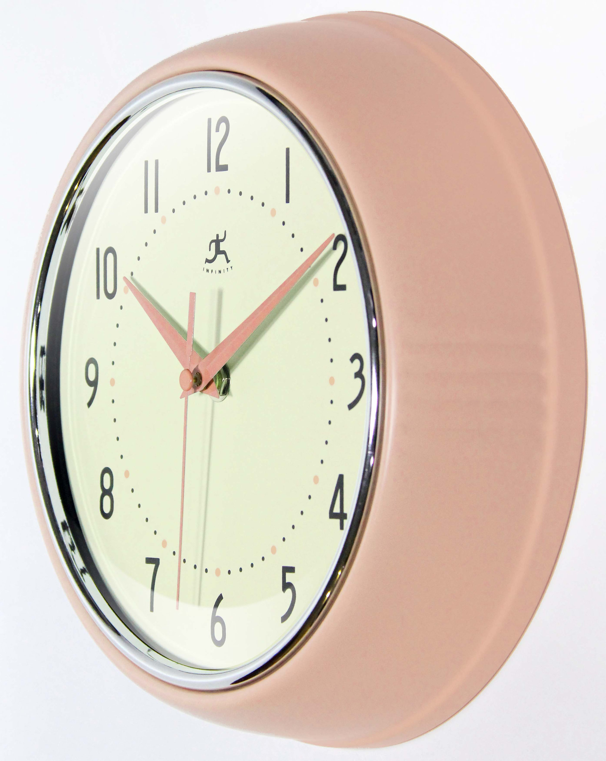 Retro Round 9.5" Rose Blush Pink Wall Clock - Midcentury - Wall Clocks ...