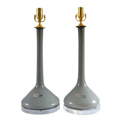 Mid Century Italian Empoli Cased Glass Lamps - Table Lamps
