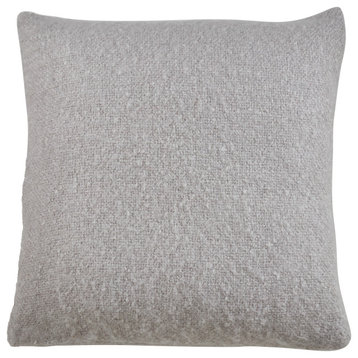 Faux Mohair Design Poly Filled Throw Pillow, 22"x22", Grey
