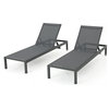 GDF Studio Crested Bay Outdoor Gray Aluminum Chaise Lounge, Grey/Dark Grey, Set of 2