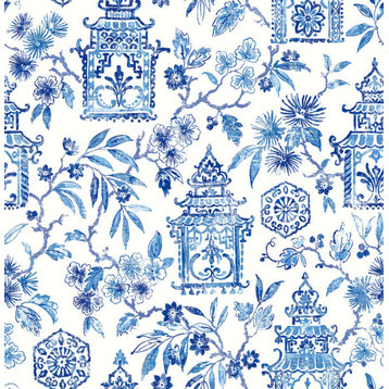 Blue Danson Peel & Stick Wallpaper, Bolt
