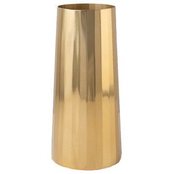 Serene Spaces Living Modern Cylinder Metal Flower Vase, Gold, Small