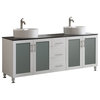 Tuscany 72" Double Vanity, White with White Vessel Sink, White, 72"